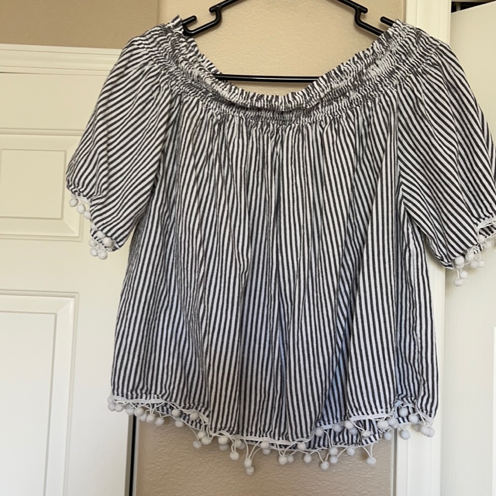 Striped off the shoulder top